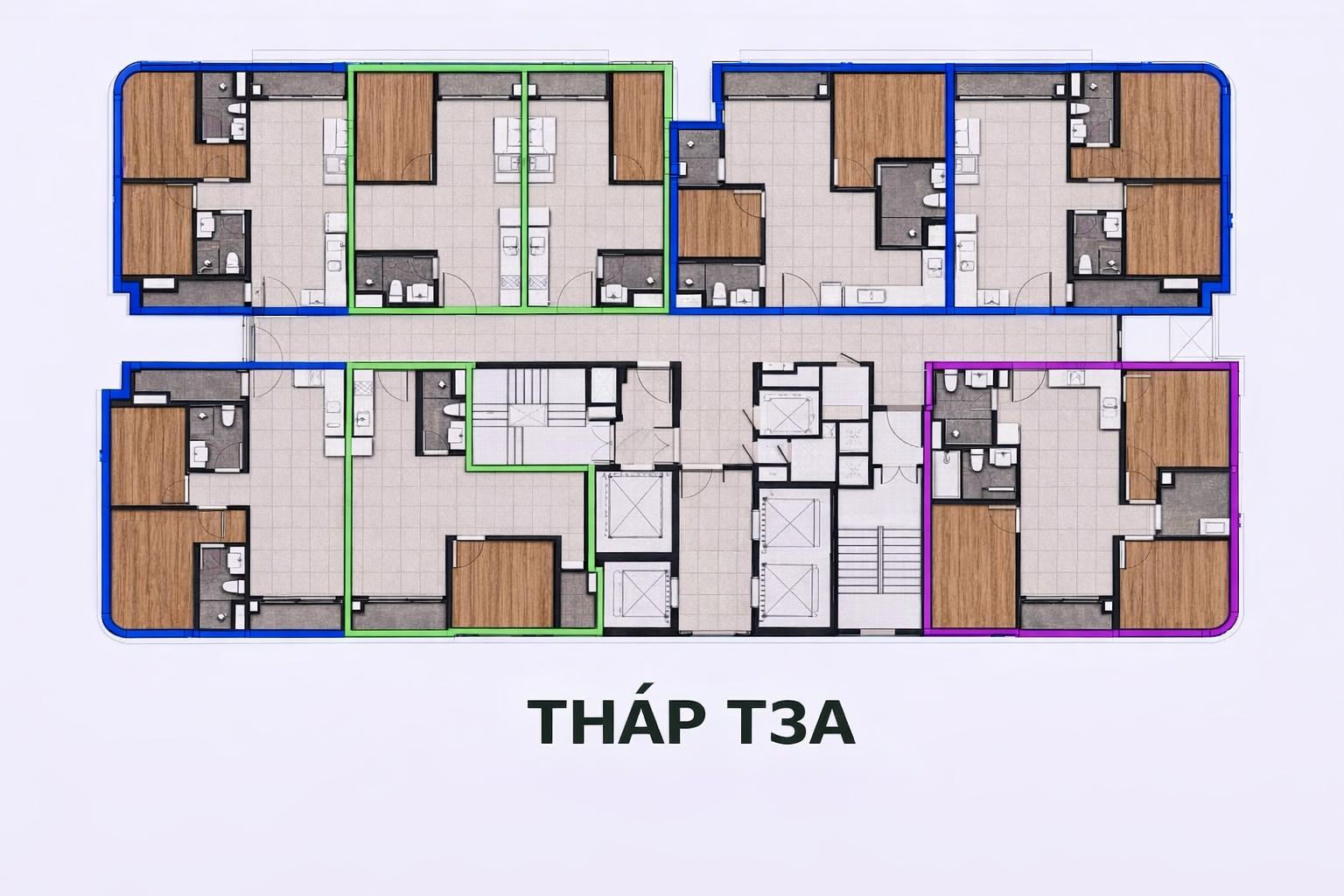 mặt bằng tầng tháp T3A