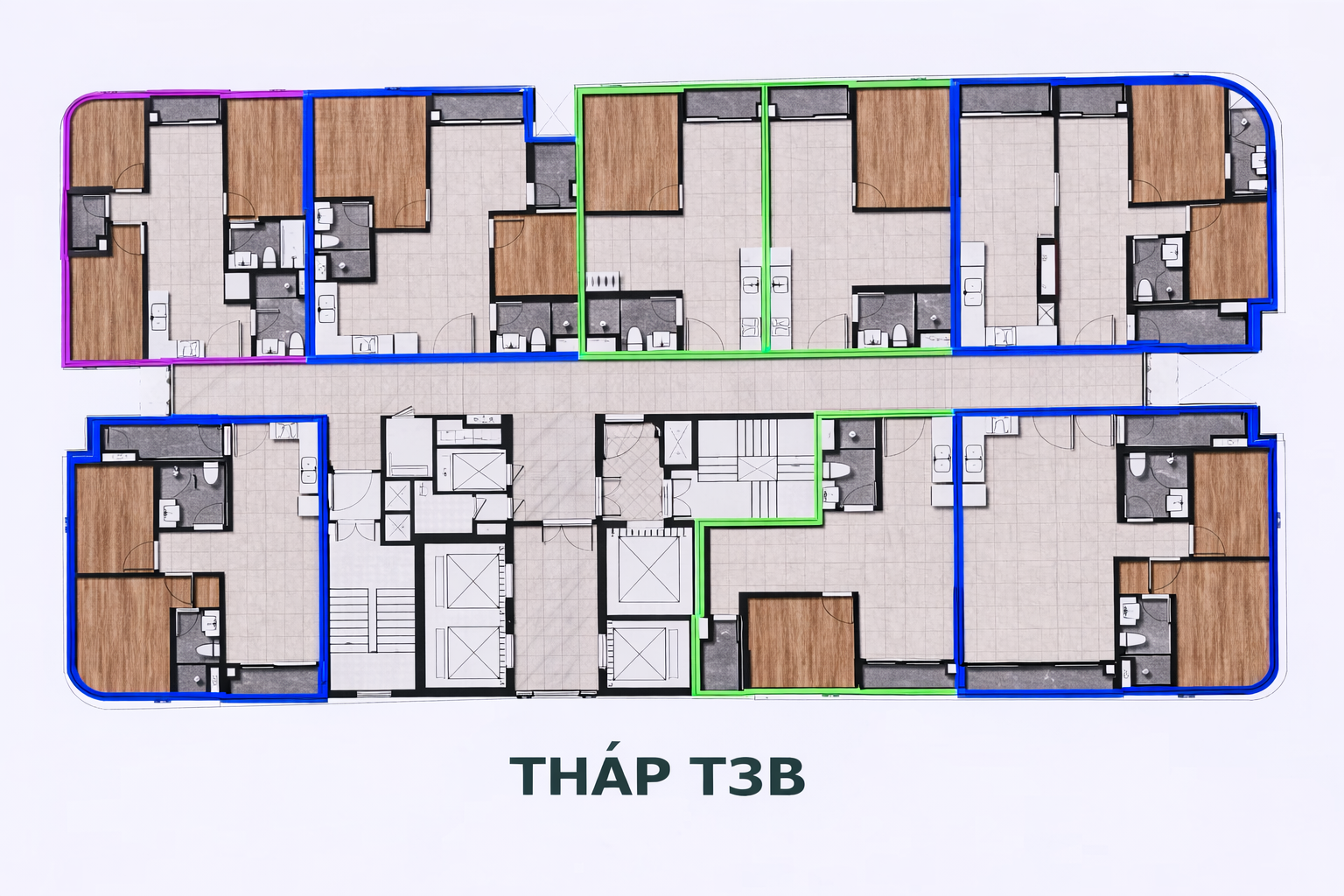 mặt bằng tầng tháp T3B